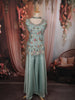 Mint Green Floral Sequins and Beads Embroidered Design Satin Palazzo Suit with Choker Dupatta