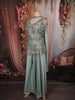 Mint Green Floral Sequins and Beads Embroidered Design Satin Palazzo Suit with Choker Dupatta