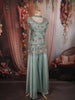Mint Green Floral Sequins and Beads Embroidered Design Satin Palazzo Suit with Choker Dupatta