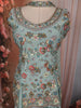 Mint Green Floral Sequins and Beads Embroidered Design Satin Palazzo Suit with Choker Dupatta