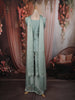 Mint Green Floral Sequins and Beads Embroidered Design Satin Palazzo Suit with Choker Dupatta