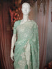 Mint Green Floral Vine Sequins Embroidered Design Chiffon Party Wear Saree with Designer Border
