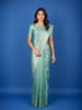 Mint Green Geometric Design Semi Tissue Saree