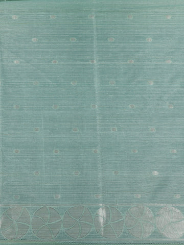 Mint Green Geometric Design Semi Tissue Saree - Diadem