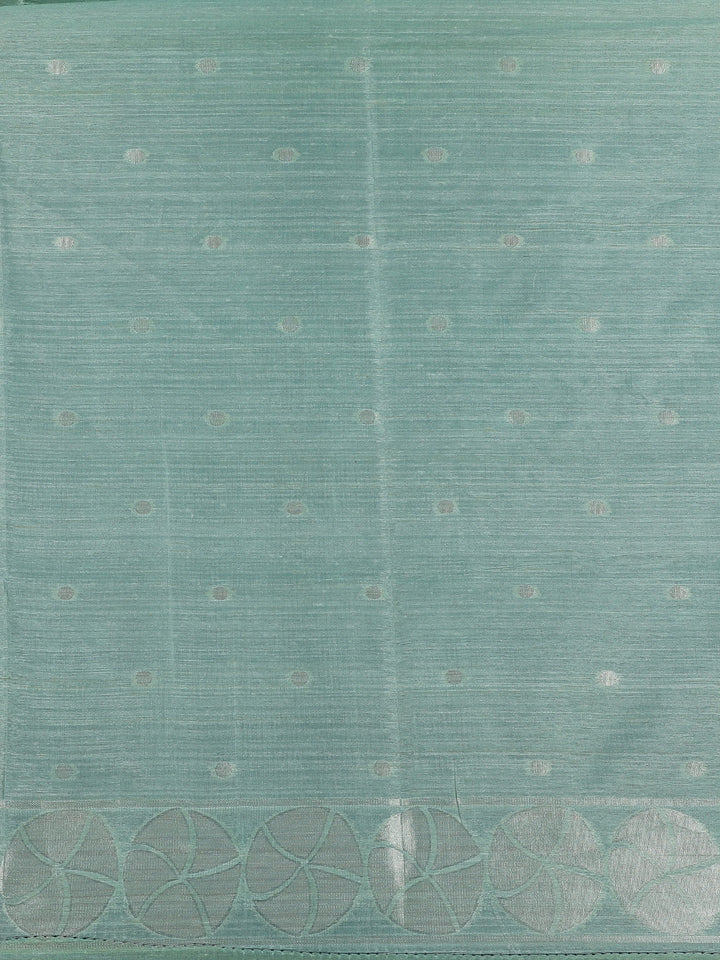 Mint Green Geometric Design Semi Tissue Saree - Diadem