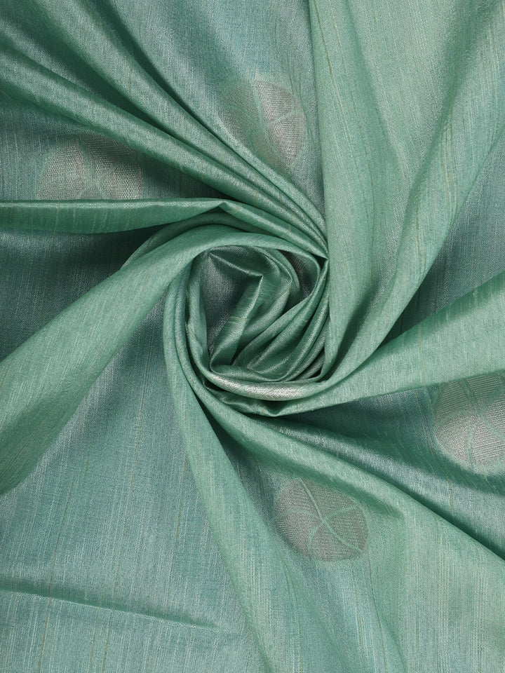 Mint Green Geometric Design Semi Tissue Saree - Diadem
