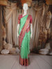 Mint Green Leaf Butta Zari Woven Design Pure Kanchipuram Silk Saree with Contrast Varisai Pattu Border