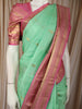 Mint Green Leaf Butta Zari Woven Design Pure Kanchipuram Silk Saree with Contrast Varisai Pattu Border