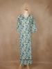 Mint Green Leaf Printed Satin Salwar Suit - Diadem