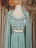 Mint Green Mirror Embroidered Design Georgette Skirt Top with Cape Jacket