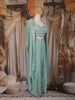 Mint Green Mirror Embroidered Design Georgette Skirt Top with Cape Jacket