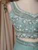 Mint Green Mirror Embroidered Design Georgette Skirt Top with Cape Jacket