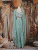 Mint Green Mirror Embroidered Design Georgette Skirt Top with Cape Jacket