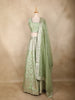 Mint Green Mirror Work Silk Lehenga Set with Dupatta