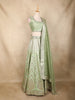 Mint Green Mirror Work Silk Lehenga Set with Dupatta