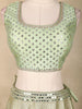 Mint Green Mirror Work Silk Lehenga Set with Dupatta