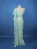 Mint Green Ruffle Drape Georgette Ready To Wear Saree with Sequin Embroidered Blouse - Diadem