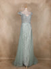 Mint Green Sequins Embroidered Net Evening Gown