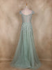Mint Green Sequins Embroidered Net Evening Gown