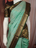 Mint Green Butta Zari Woven Design Pure Kanchipuram Silk Saree with Contrast Varisai Pattu Border