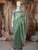 Mint Green Striped Woven Design Pure Tissue Silk Fancy Saree with Scalloped Border