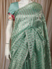 Mint Green Striped Woven Design Pure Tissue Silk Fancy Saree with Scalloped Border