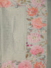 Mint Green Stripes And Floral Printed Tussar Silk Saree
