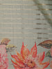 Mint Green Stripes And Floral Printed Tussar Silk Saree