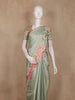 Mint Green Stripes And Floral Printed Tussar Silk Saree