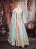 Mint Green and Pastel Multi-Shade Sequins Embroidered Satin Anarkali Gown with Dupatta