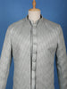 Mint Grey Raw Silk Sherwani Suit with Jacquard Pattern - Diadem