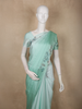 Mint Pastel Green Solid Design Satin Designer Saree with Designer Border