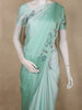 Mint Pastel Green Solid Design Satin Designer Saree with Designer Border