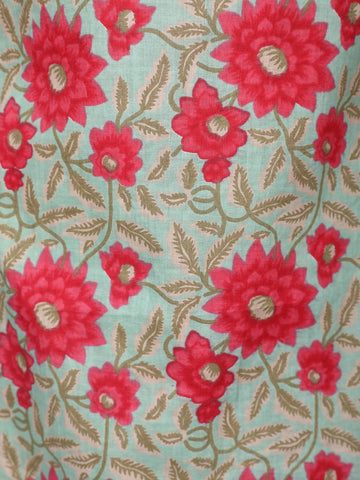 Mint Green Floral Design Printed Cotton Salwar Suit - Diadem