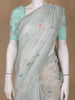 Mint Green Floral Embroidered Organza Designer Saree - Diadem