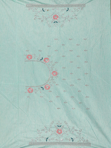 Mint Green Floral Embroidered Organza Designer Saree - Diadem