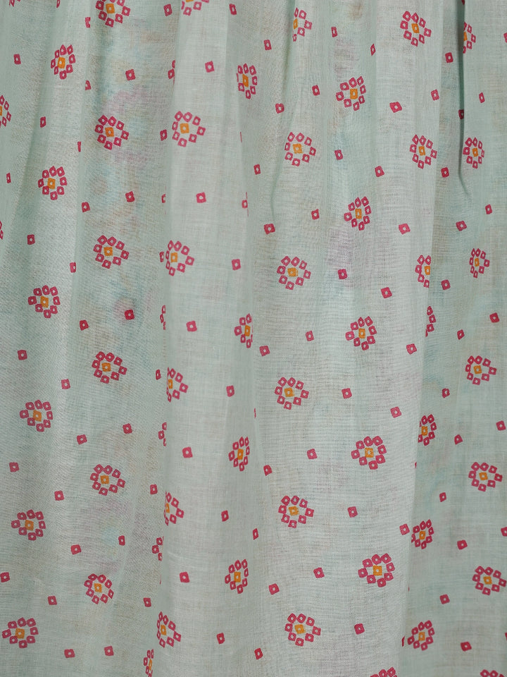 Mint Green Floral Printed Cotton Salwar Suit - Diadem
