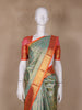 Mint Green Floral Woven Motifs Pure Kanchipuram Tissue Silk Saree - Diadem