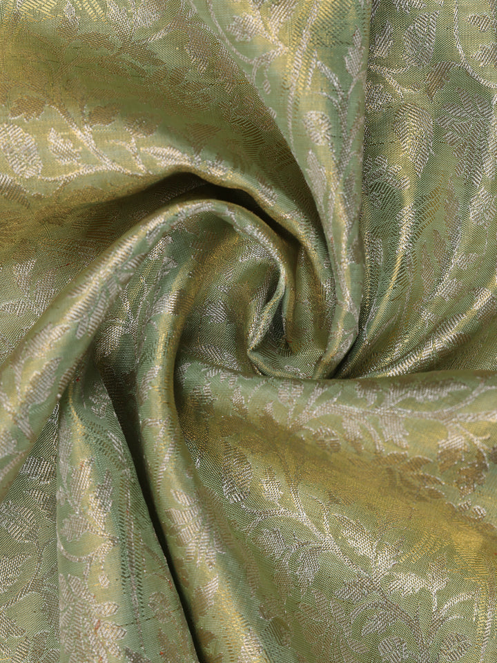 Mint Green Floral Woven Pure Tissue Silk Saree - Diadem