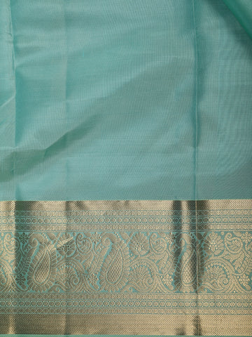 Mint Green Solid Design Woven Zari Border Silk Saree - Diadem