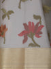 Misty Sage Grey Floral Thread Embroidered Design Pure Tussar Saree with Contrast Border