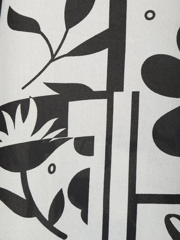 Monochrome Geometric Floral Printed Cotton Salwar Suit - Diadem