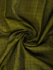 Moss Green Checked Woven Design Pure Kanchipuram Silk Saree with Contrast Korvai Border