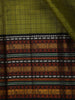 Moss Green Checked Woven Design Pure Kanchipuram Silk Saree with Contrast Korvai Border