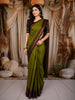 Moss Green Checked Woven Design Pure Kanchipuram Silk Saree with Contrast Korvai Border