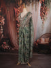 Moss Green Floral Sequins Embroidered Design Georgette Ready To Wear Saree with Designer Blouse