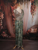 Moss Green Floral Sequins Embroidered Design Georgette Ready To Wear Saree with Designer Blouse