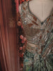 Moss Green Floral Sequins Embroidered Design Georgette Ready To Wear Saree with Designer Blouse