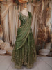 Moss Green Floral Sequins and Beads Embroidered Design Organza Bridesmaids Lehenga with Dupatta