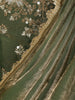 Moss Green Floral Sequins and Beads Embroidered Design Organza Bridesmaids Lehenga with Dupatta